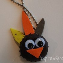 Adorable Bottle Cap Turkey Necklace