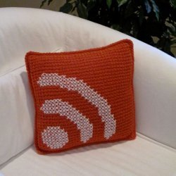 RSS Feed Pillow in Crochet and X-Stitch