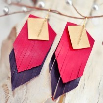 Multi Colored Leather Fringe Earrings