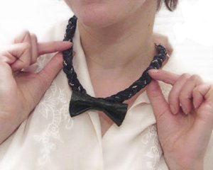 Adorable Leather Tuxedo Necklace