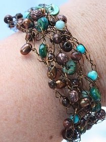 Earthy Crochet Wire Bracelet