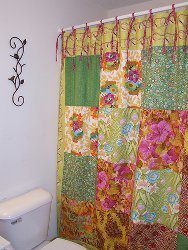 Tied Patchwork Shower Curtain