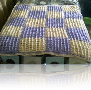 Checkered Raised Rib Crochet Blanket