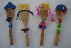 Characters of Purim Spoon Puppets