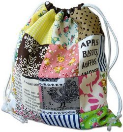 Reversible Drawstring Patchwork Bag