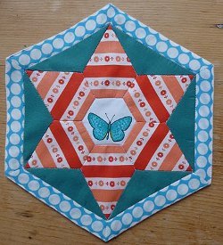 Fussy Cut Paper Pieced Hexagon Block