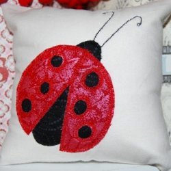 Ladybug Applique Cushion