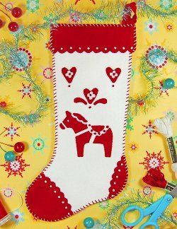 Swedish Dala Horse Applique Stocking