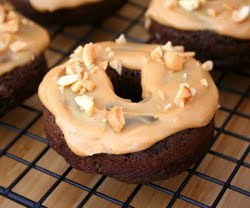 Chocolate Donuts with Peanut Butter Glaze