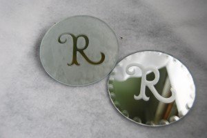 Etched Monogram Mirror Coasters