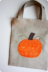 Embroidered Pumpkin Treat Tote