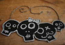 Felt Family of Skulls Necklace