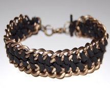 Leather and Chain Wrap Bracelet