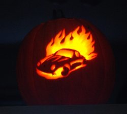 Flaming Porsche Pumpkin Carving Pattern