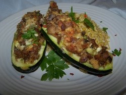 Roasted Zucchini Stuffed With Sausage