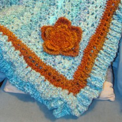Simple Turquoise and Orange Afghan