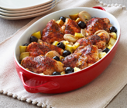Roast Chicken Thighs with Sweet Potatoes and Olives