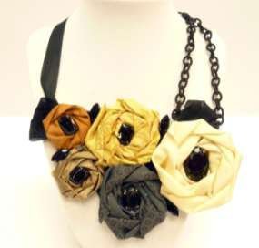 Roses, Ribbon & Chain Bib Necklace