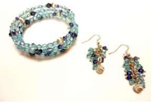 Get a Blue Clue Memory Wire Bracelet and Earrings