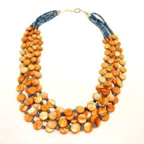 Multistrand Disc Bead Necklace and Earrings