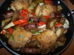 One Pot Chicken and Sausage Skillet (Chicken Scarpariello)