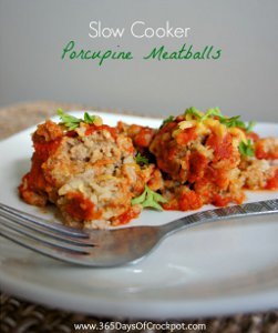 Slow Cooker Porcupine Meatballs