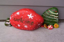 Painted Welcome Rocks for Christmas
