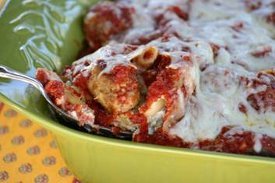 Baked Three Cheese Penne Pasta with Italian Sausage Meatballs