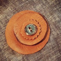 Leather and Button Brooch