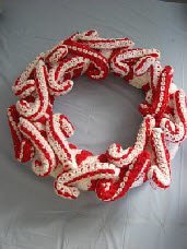 Holly Jolly Crochet Candy Cane Wreath