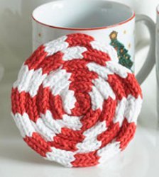 Knit Peppermint Swirl Coaster