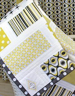 Citron Gray Monogrammed Nursery Quilt