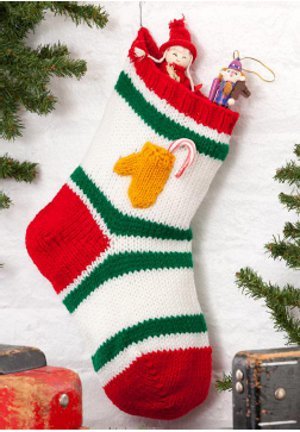 Traditional Holiday Stocking with Tiny Mitten Pocket