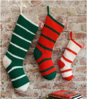 Simple Striped Crochet Santa Stockings