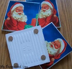 Dollar Store Santa Coasters