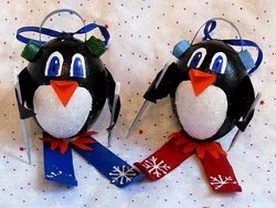 Penguins on Skis Ornaments