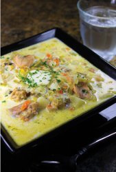 Delicious Salmon, Corn and Potato Chowder