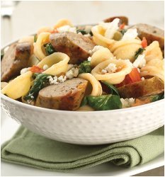 Orecchiette with Sundried Tomato Chicken Sausage and Spinach