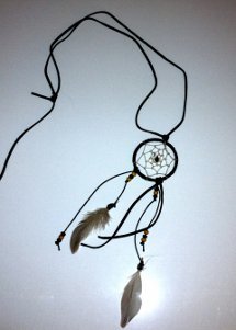 Suede Wrapped Dream Catcher Necklace