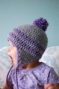 Purple and Gray Earflap Hat