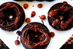 Chocolate Chunk Hazelnut Baked Donuts