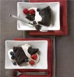 Rich, Warm Brownie Wedges with Java Cream