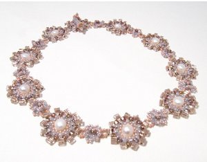 Lilac Rosette Seed Bead Necklace