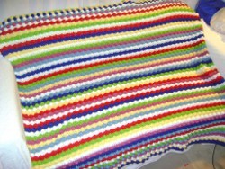 Large Blackberry Salad Striped Afghan