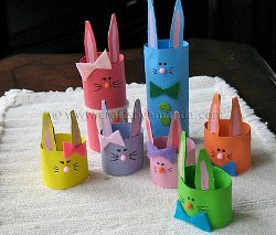 Colorful Rabbits from Cardboard Tubes