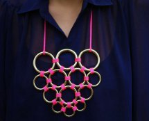 Brass Ring and Neon Knot Necklace
