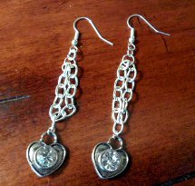 DIY Chained Heart Valentine Earrings