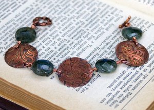 Antique Etched Copper Bracelet