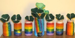 Recycled Jars Rainbow Luminaries