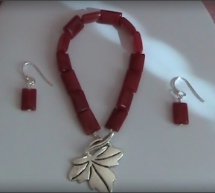 Red Jade Bracelet and Earrings Set